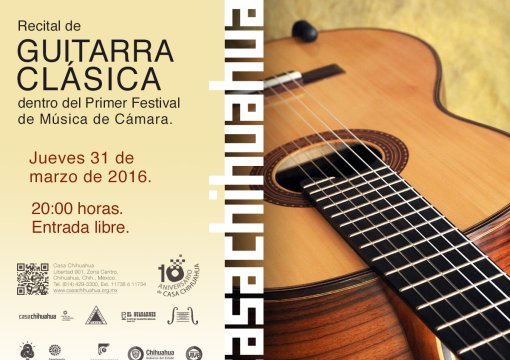 Recital de guitarra clásica en Casa Chihuahua, este jueves